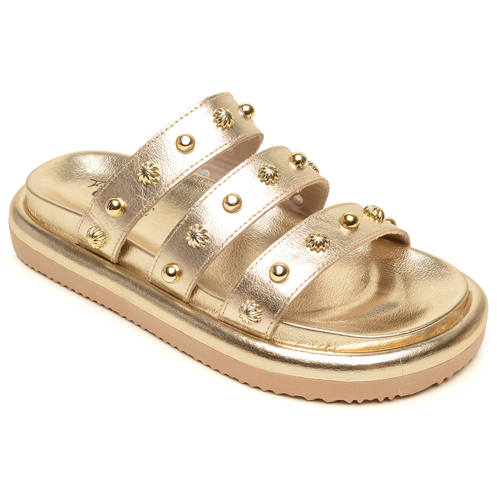 Papete Feminina Couro em Ouro