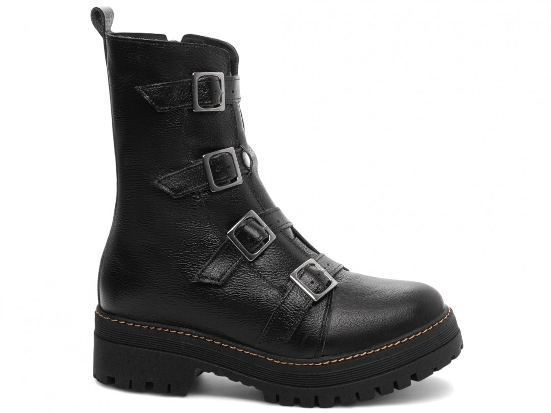 Bota Coturno Couro Tratorada