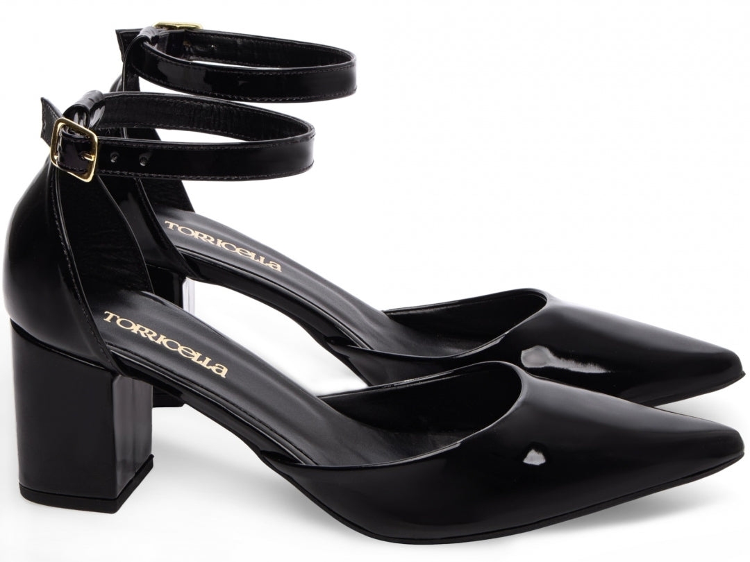 Scarpin Verniz Black & Gold