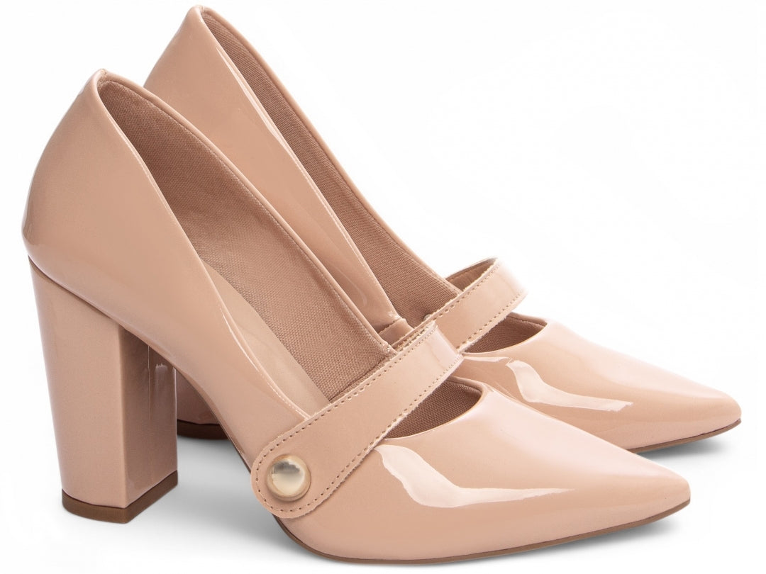 Scarpin Classic Shine Nude Glam