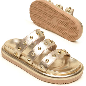 Papete Feminina Couro em Ouro