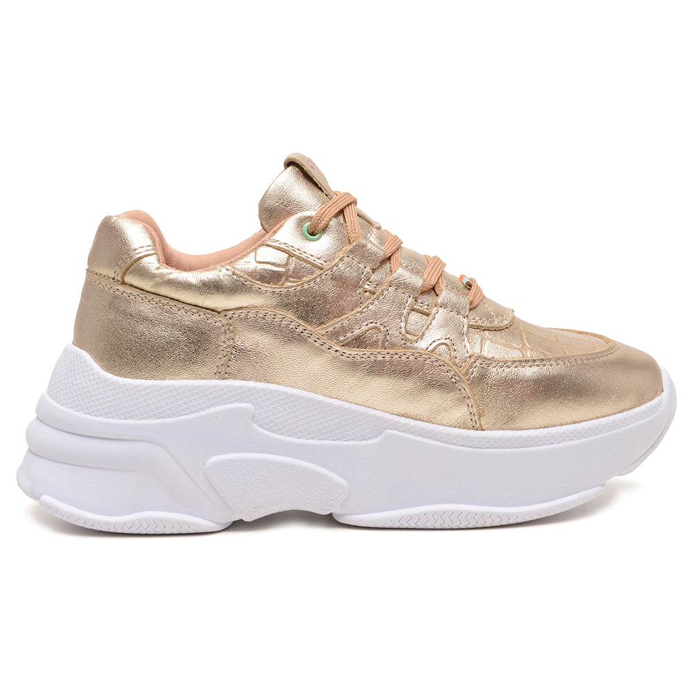 Tênis Chunky Metalizado Sneaker Feminino