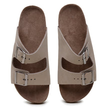 Sandália Papete Couro  Tiras Fivela Anatômica