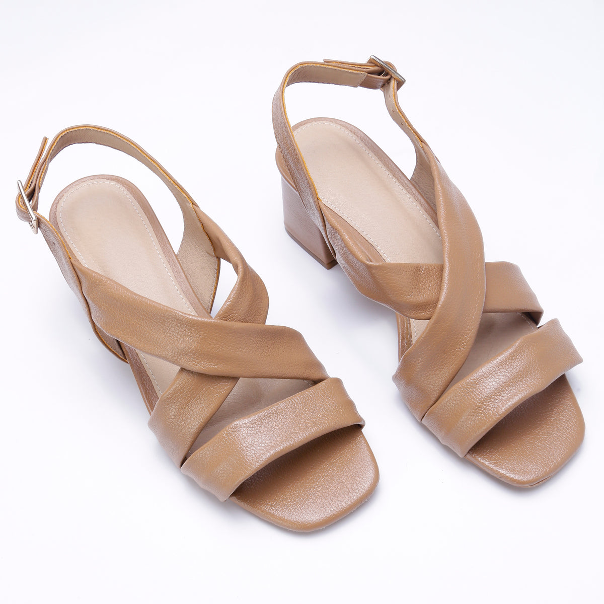 Sandália de Couro Salto Bloco