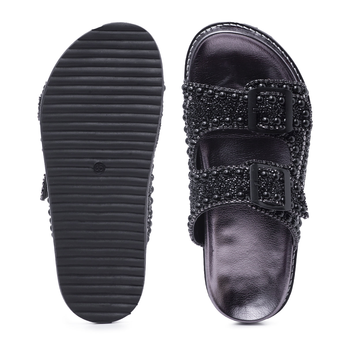 Papete Sandália Feminina Birken Pedraria Strass Brilho Luxo