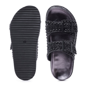 Papete Sandália Feminina Birken Pedraria Strass Brilho Luxo