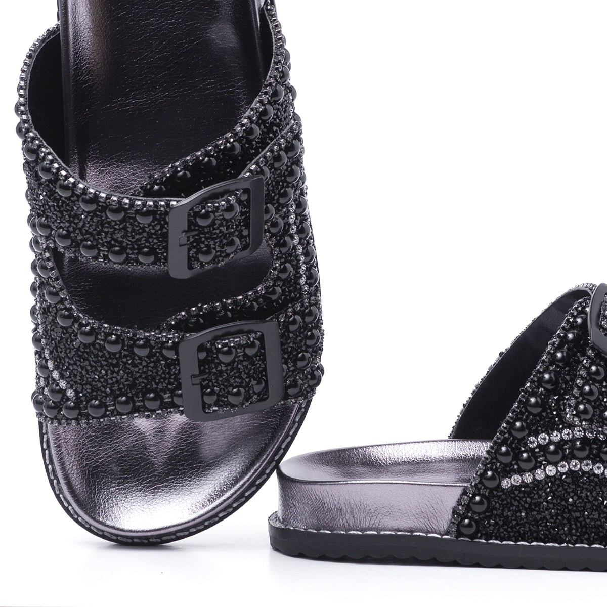 Papete Sandália Feminina Birken Pedraria Strass Brilho Luxo