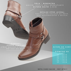 Bota de Cano Curto em Couro