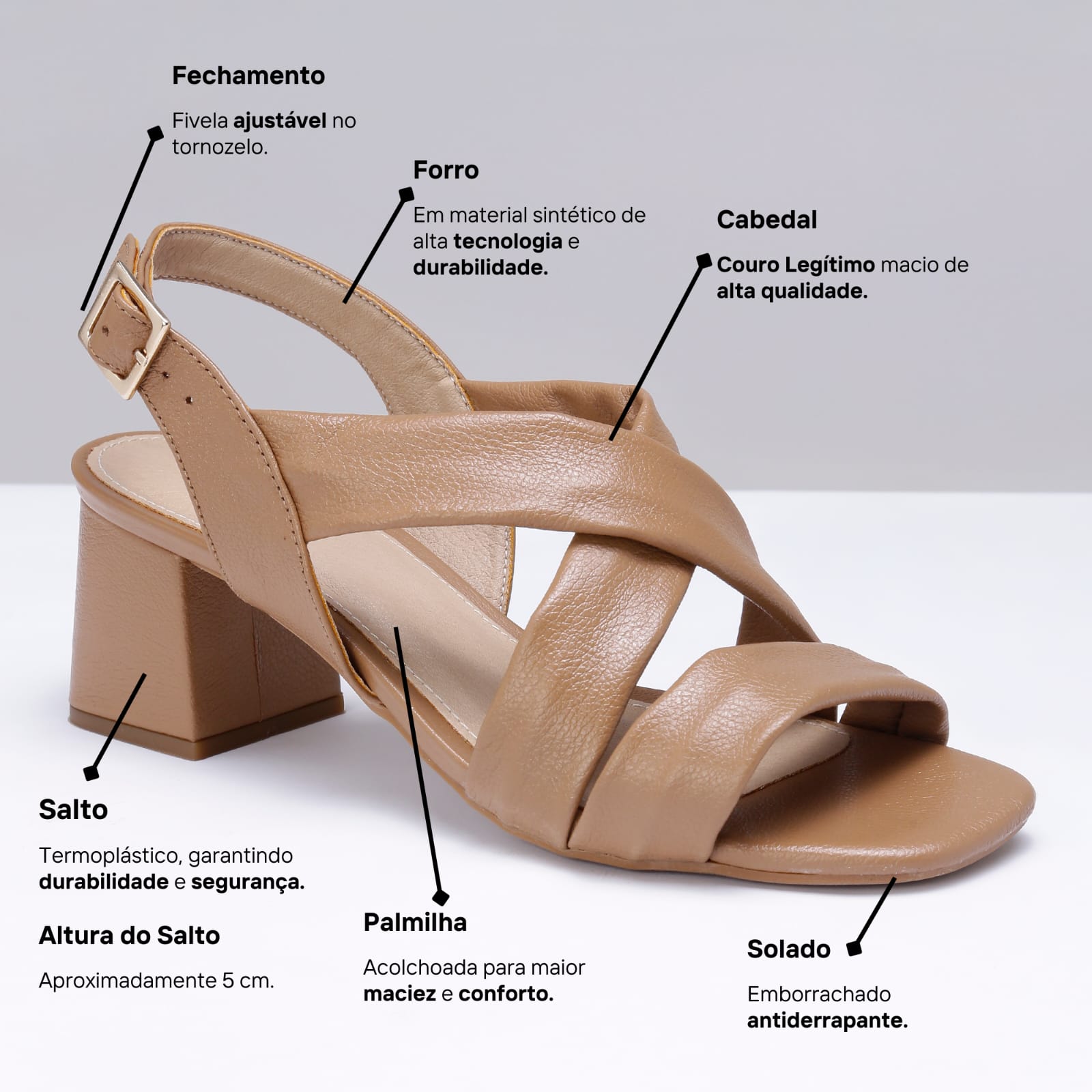 SANDÁLIA DE COURO SALTO BLOCO