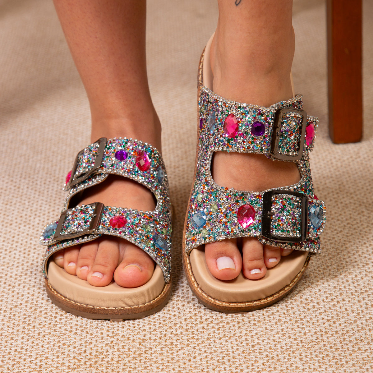 Sandália Papete  em Pedra de Zircônia