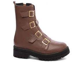 Bota Coturno Couro Tratorada