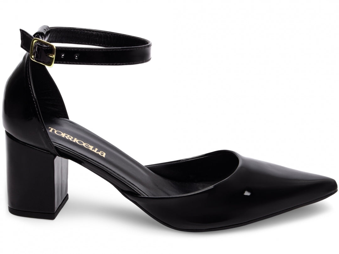 Scarpin Verniz Black & Gold