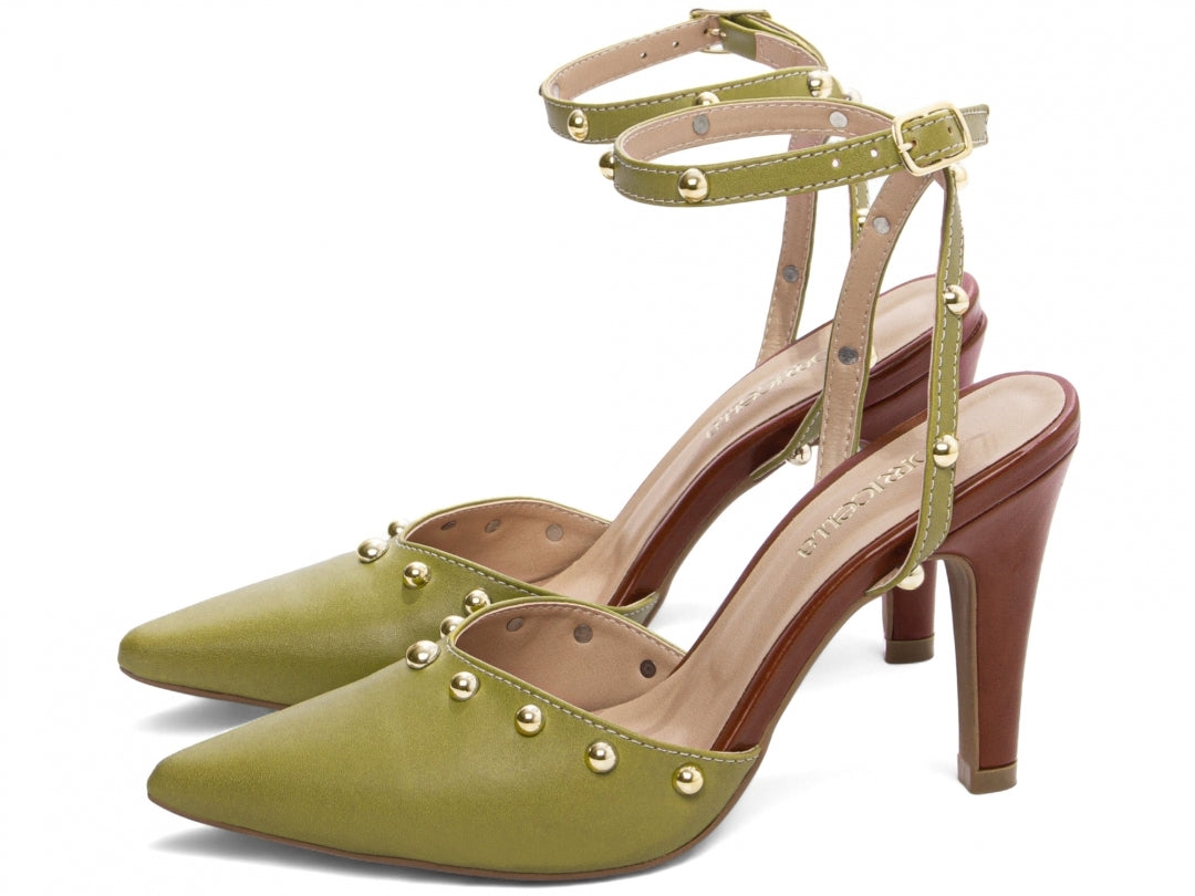 O Scarpin Verde e Caramelo Pietra